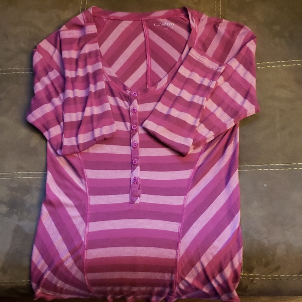 Caslon Long sleeve pink striped top